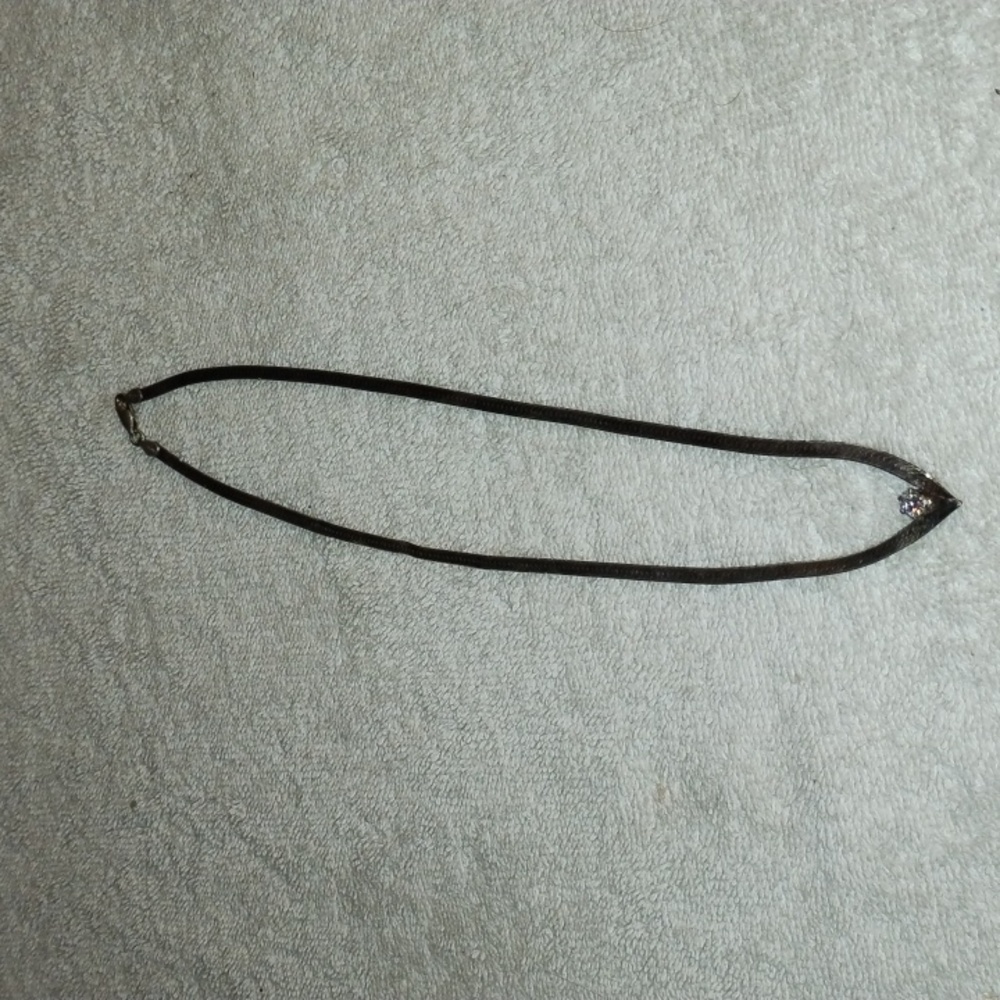 Herringbone Sterling Silver Cubic Zirconia Necklace